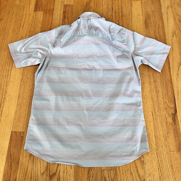 Travis Mathew Shirt Mens M Purple Blue Golf Button Up Stretch Striped Casual - Picture 2 of 10